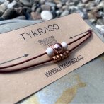 Gumička do vlasů s korálky – rosegold - další pohled